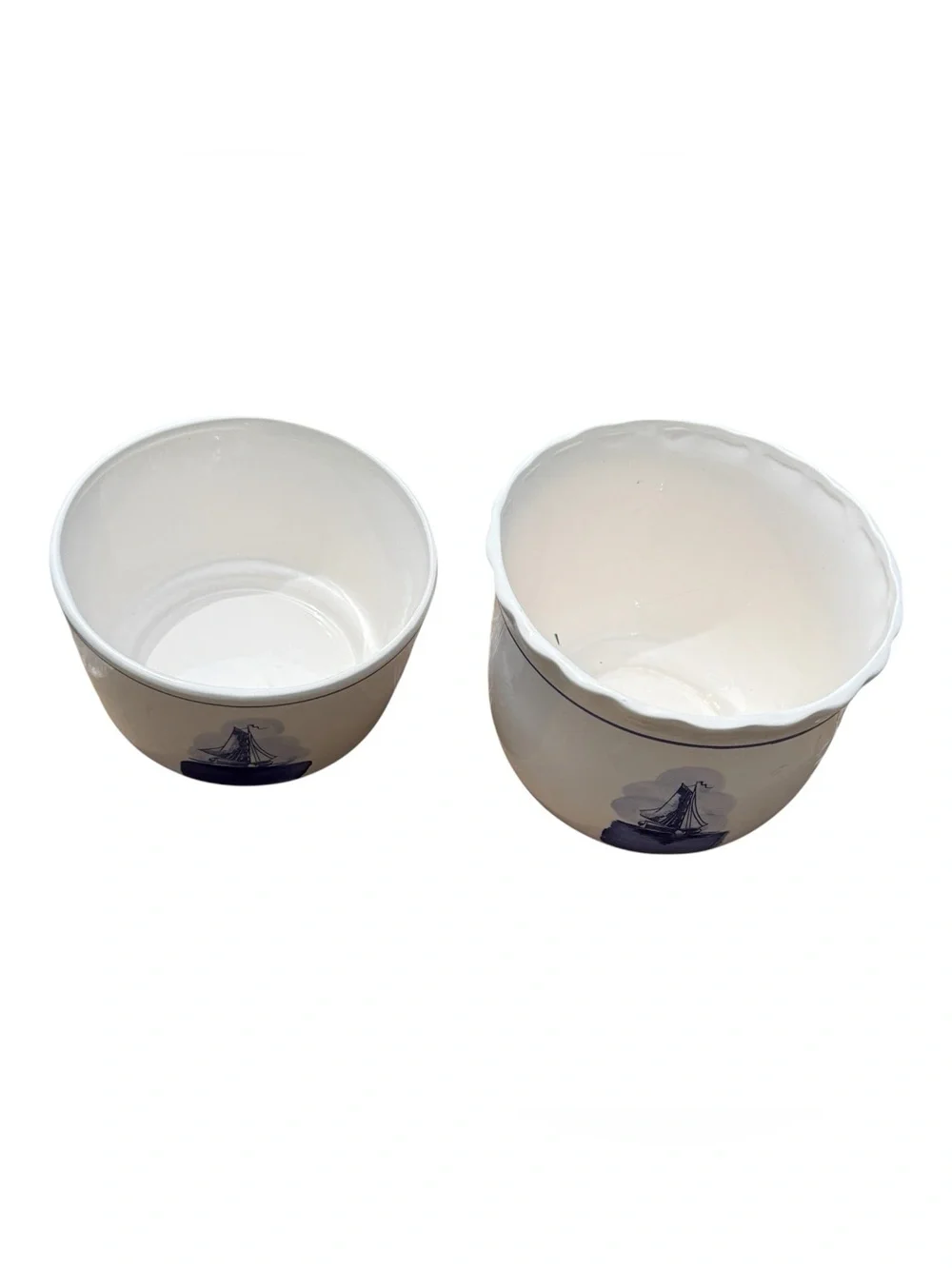 Vintage Delft Blue Dutch Windmill Ceramic Planter Cachepot Set Cottagecore Bowls